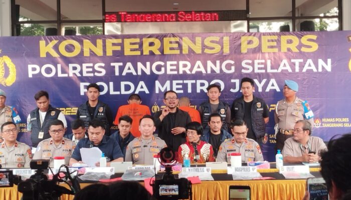 Konferensi Pers Polres Tangsel Terkait Pengungkapan Kasus Dugaan Tindak Pidana Pembunuhan dan/atau Penganiayaan menyebabkan Kematian