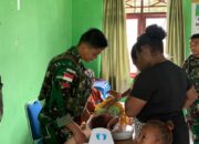 Satgas Pamtas RI-PNG Kewilayahan Yonif 763/SBA Gelar Bakti Kesehatan dan Penyuluhan Bahaya Stunting di Puskesmas Kumurkek