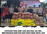 Kapolres Pidie Salurkan Bantuan Akpol 2005 Untuk Warga Terdampak Banjir di Kabupaten Pidie