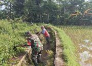 Bersihkan Saluran Irigasi Sawah, Sertu Yudha Gotong Royong Bersama Warga Desa Ngreco