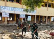 TNI Bahu-Membahu Benahi SD Negeri 5 Samudera Pasca Bencana