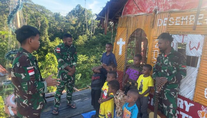 Satgas Pamtas Yonif 763/SBA Pos Joshiro Gelar Kegiatan Pembelajaran Alkitab Untuk Anak-Anak di Kampung Arsmin
