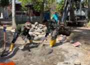 Tanggap Darurat Banjir, TNI Bangun Jembatan Aramco Penghubung Dua Desa Di Dewantara 