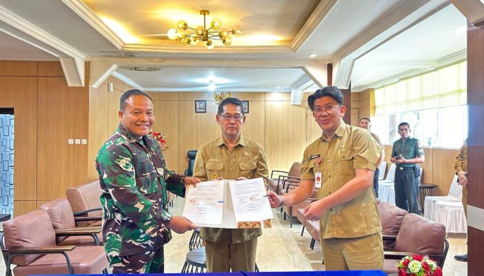 Wujud Sinergitas TNI dan Pemerintah Daerah, Dandim 1310/Bitung Tandatangani Karya Bakti Revitalisasi Marshalling Area Yon TP 916 Makawidey