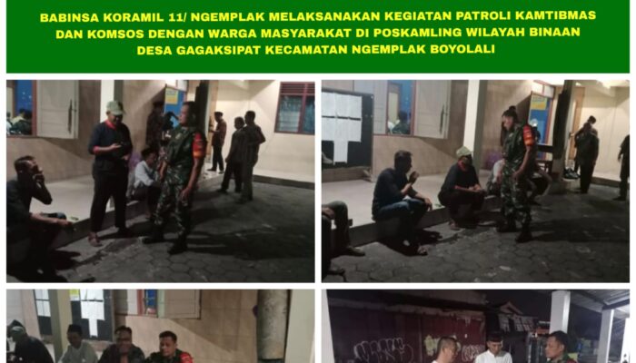Babinsa Ngemplak Sisir Desa di Malam Ramadhan, Warga Gagaksipat Merasa Lebih Aman dan Terlindungi