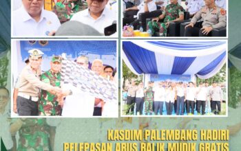Kasdim 0418/Palembang Hadiri Pelepasan Arus Balik Mudik Gratis di Terminal Alang-Alang Lebar