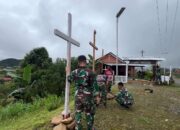 Satgas Swasembada Yonif 751/VJS Sambut Paskah dengan Hias Gereja di Sekitar Pos Kotis Oksibil: Sederhana, Namun Penuh Makna