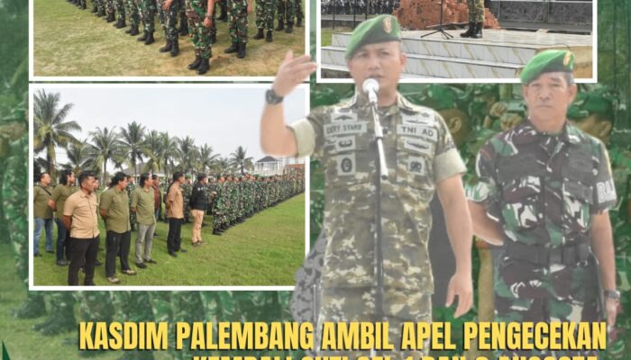 Kasdim 0418/Palembang Pimpin Apel Pengecekan Anggota Cuti Gelombang I dan II