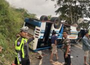 Diduga Tak Kuat Menanjak, Micro Bus Terguling di Jalan Banding Agung OKU Selatan