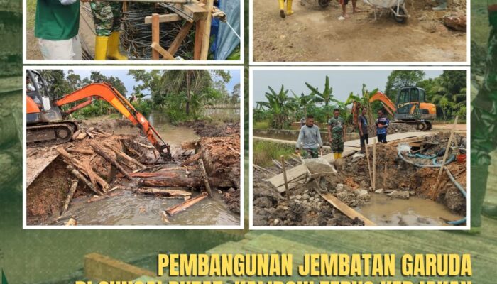 TNI DAN WARGA BERSATU, JEMBATAN GARUDA MERAH PUTIH JADI BUKTI KEMANUNGGALAN 