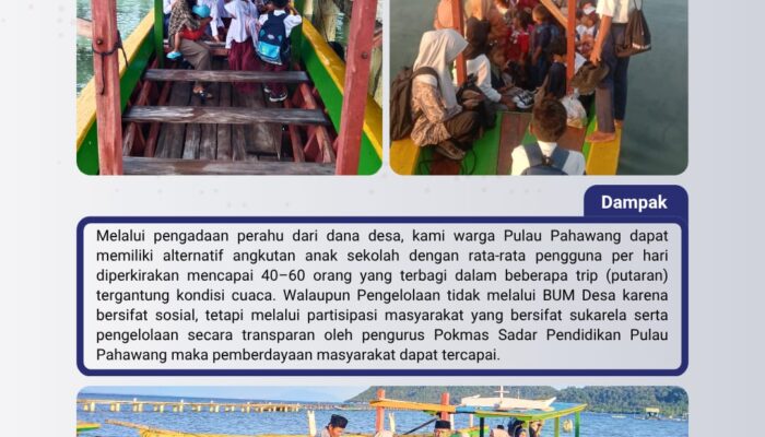 Perahu Dana Desa di Pulau Pahawang Jadi Solusi Akses Pendidikan Warga Kepulauan