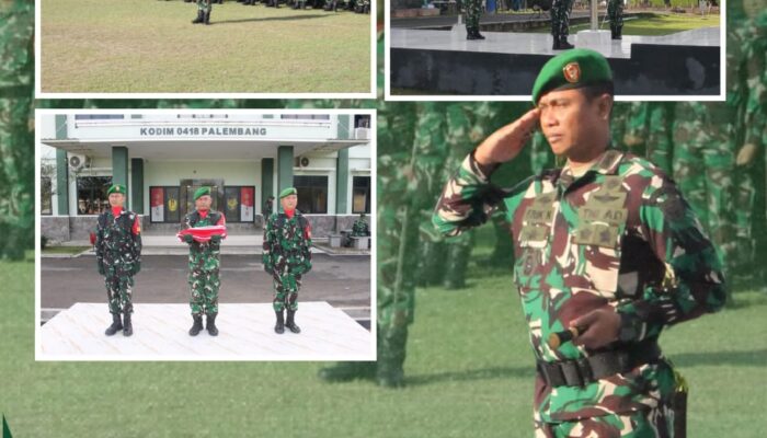 Dandim 0418/Palembang Tekankan Disiplin Saat Pimpin Upacara Bendera Mingguan di Makodim Sekojo