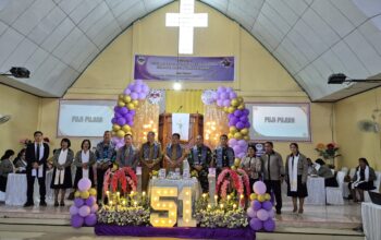 Wujud Sinergi TNI dan Pemerintah Daerah , Dandim 1310/Bitung Bersama Wakil Walikota Bitung Hadiri Ibadah Syukur HUT ke-51 GMIM Maranatha Kasawari 