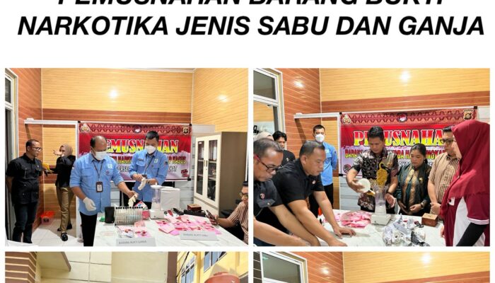 Polres Lahat Musnahkan Sabu 85,533 Gram dan Ganja 15,05 Gram, Disaksikan Kejari, Pengadilan, dan Dinas Kesehatan