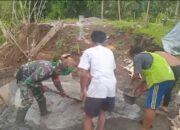 Demi Terwujudnya Impian Warga, Babinsa dan Warga Rap-Rap Kebut Struktur Angkur Jembatan Perintis Garuda