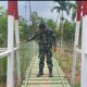 Patroli Wilayah, Babinsa Sawang Cek Kondisi Jembatan Gantung Garuda