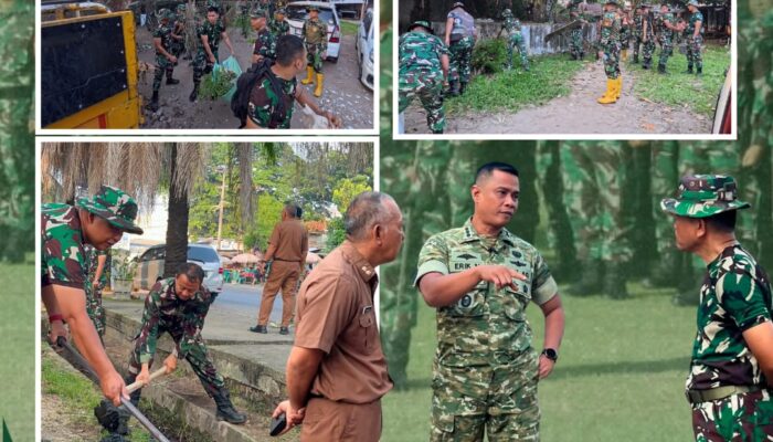 Dandim 0418/Palembang Tinjau Langsung Kerja Bakti Gerakan Nasional Indonesia Asri di Stadion Kamboja