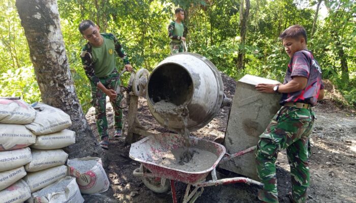 Bakti TNI di Nias Selatan, Jalan Desa Bawonifouso Sepanjang 1,2 Km Terus Dikebut