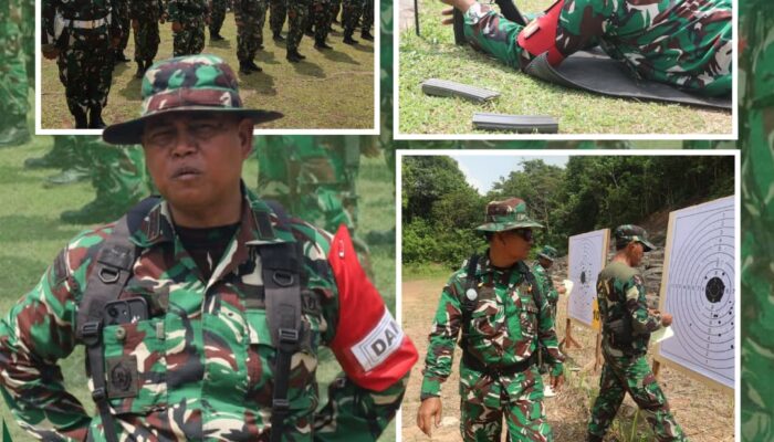 KODIM 0418/PALEMBANG GELAR LATIHAN MENEMBAK SENJATA RINGAN TW I DI LAPANGAN TEMBAK YONIF 200/BN GANDUS