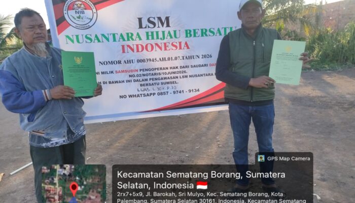 LSM Nusantara Hijau Bersatu Pasang Banner di Lahan yang Dikuasakan Syamsudin, Ketum NIB: Siap Buka Ruang Mediasi