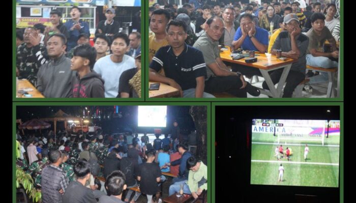 Kodim 020/Medan dan Masyarakat Bersatu, Secangkir Kopi dan Semangkok Indomie Kobarkan Semangat Nobar Piala Dunia 2026   