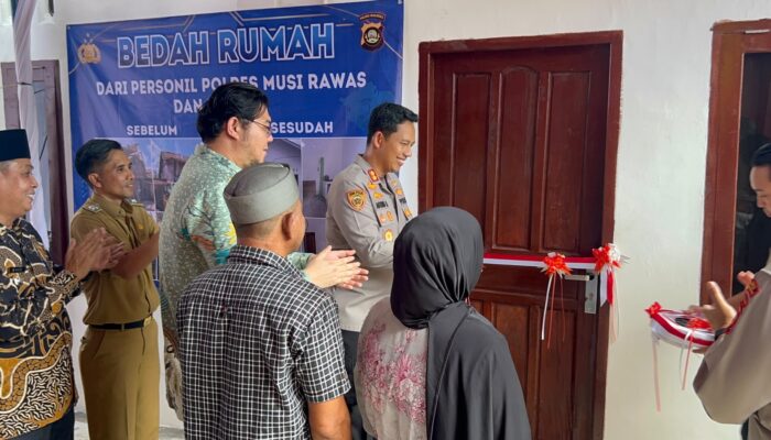 Dukung Asta Cita Presiden, Polres Musi Rawas dan PT SMS Serahkan Bedah Rumah untuk Warga Muara Lakitan