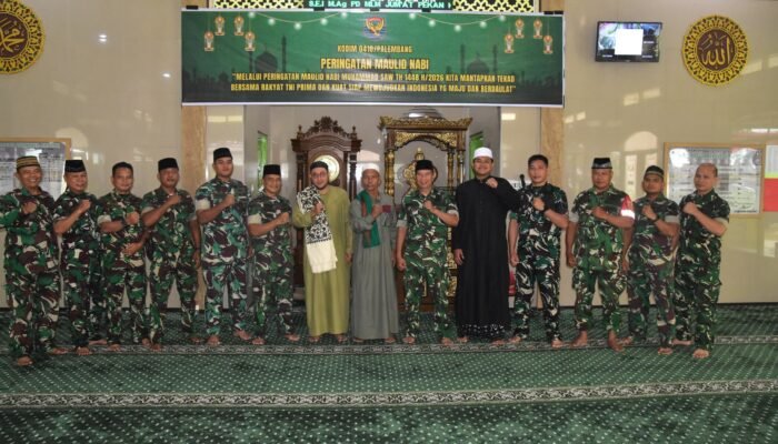 Kodim 0418/Palembang Gelar Peringatan Maulid Nabi Muhammad SAW di Masjid Thoriqul Jannah