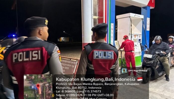 Unit Patroli Samapta Polres Klungkung Laksanakan Patroli di Bypass Ida Bagus Mantra dan SPBU Negari.