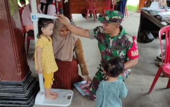 Cegah Stunting Sejak Dini, Babinsa Koramil 0808/03 Kanigoro Turun Tangan Dampingi Kegiatan Posyandu Di Desa Bangle