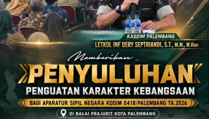 Kodim 0418/Palembang Gelar Penguatan Karakter Kebangsaan bagi ASN