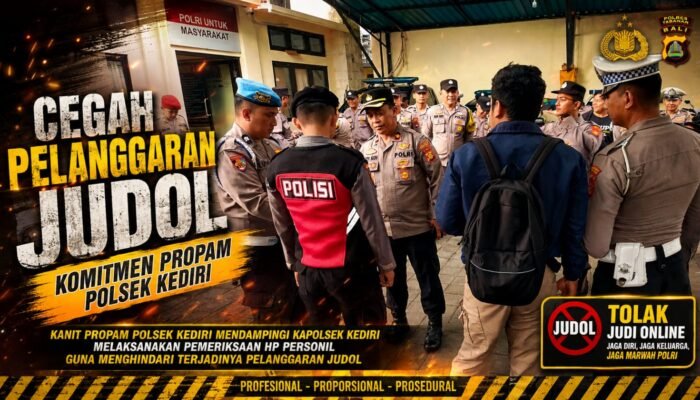 Bentuk Waskat Kapolsek Kediri Didampingi Kanit Propam, Pencegahan Judi Online dilingkungan Polri