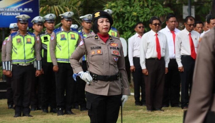 Polwan Polres Tabanan Tampil Profesional sebagai Perangkat Upacara Haornas ke-43 Tahun 2026
