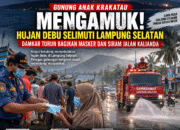Hujan Debu Anak Krakatau Bikin Lampung Selatan Berdebu, Petugas Bagikan Masker ke Warga